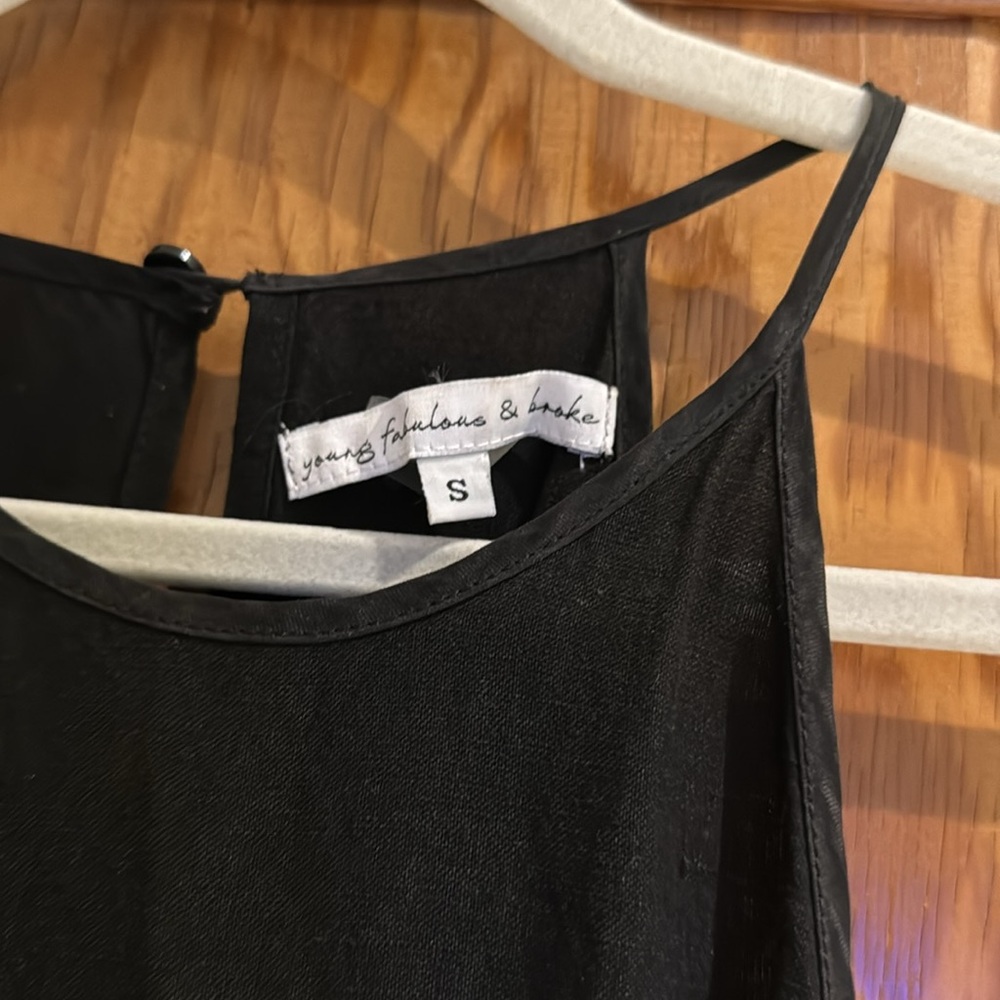 Yfb Linen Blend Jumpsuit Open Back Size S - image 4